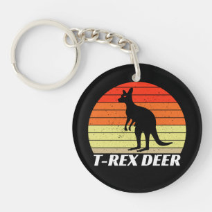 T-Rex Deer Tyrannosaurus Kangaroo - Retro Sunset Sleutelhanger