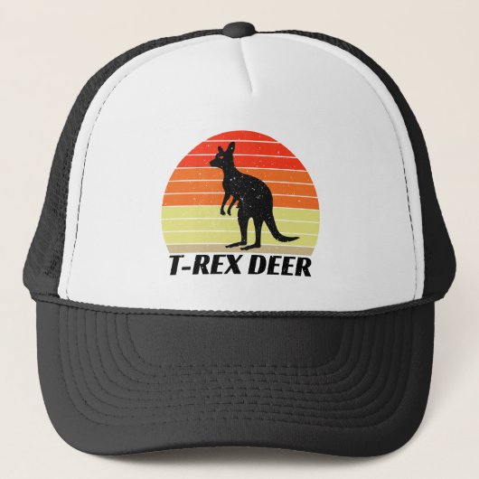 T-Rex Deer Tyrannosaurus Kangaroo - Retro Sunset Trucker Pet (Voorkant)