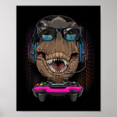 T Rex Dino Gamer Computer Video Game Lover Streami Poster (Voorkant)