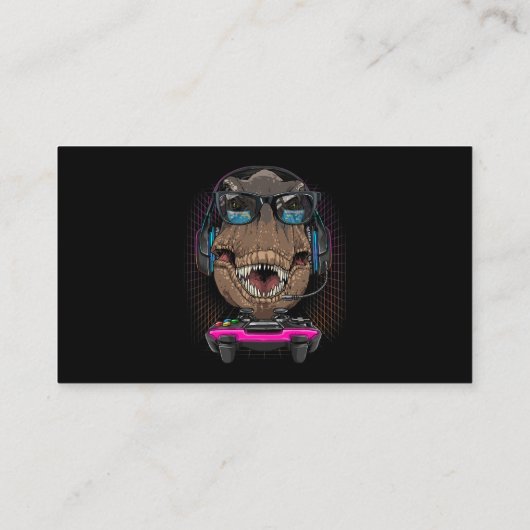 T Rex Dino Gamer Computer Video Game Lover Streami Visitekaartje (Achterkant)