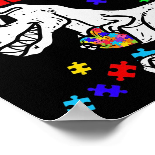 T Rex Dino I are Warrior Autism Awareness Poster (Hoek)
