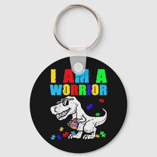 T Rex Dino I are Warrior Autism Awareness Sleutelhanger (Voorkant)