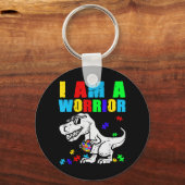 T Rex Dino I are Warrior Autism Awareness Sleutelhanger (Voorkant)