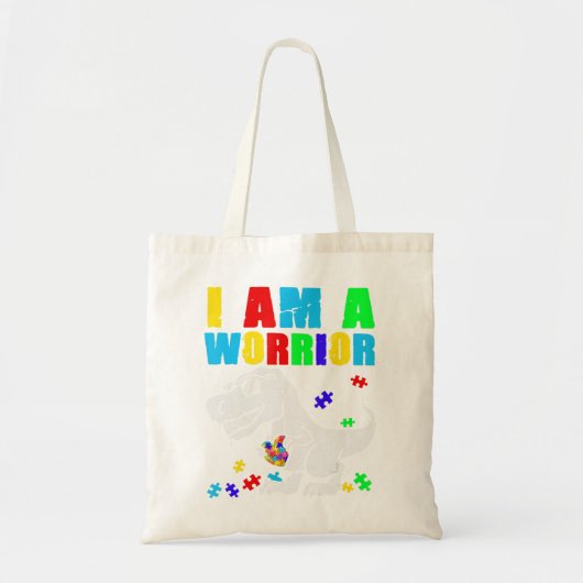 T Rex Dino I are Warrior Autism Awareness Tote Bag (Voorkant)