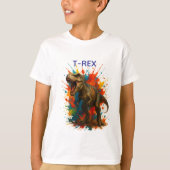 T-Rex Dino Kinder T-Shirt – Bunte Action für klein (Voorkant)