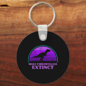 T Rex Dino Maak Fibromyalgie Uitsterven Bewustzijn Sleutelhanger (Voorkant)