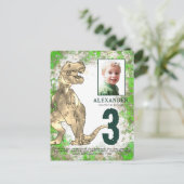 T Rex Dino Oerwoud 3rd Birthday Party Uitnodiging Briefkaart (Staand voorkant)