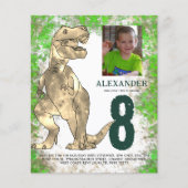 T Rex Dino Oerwoud Birthday Party Foto budget Flyer (Voorkant)