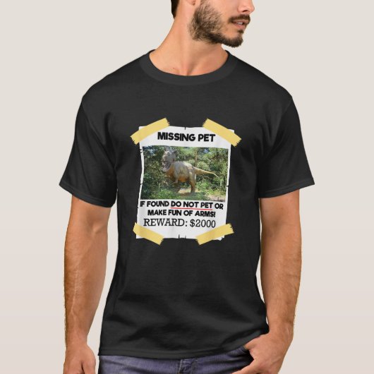 T Rex Dino Ontwerp Ontbrekend Huisdier Indien gevo T-shirt (Voorkant)