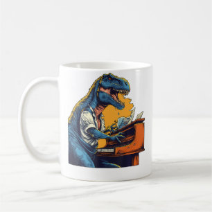 T Rex Dino Pianomuziek Spelende Dinosaurus Pianist Koffiemok