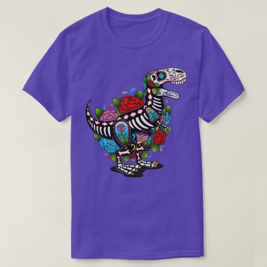 T Rex Dino Sugar Skull Mexico Calavera Dia De Los T-shirt (Design voorkant)