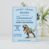 T-Rex Dino verjaardagsfeestje voor jongens Kaart (Staand voorkant)