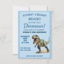 T-Rex Dino verjaardagsfeestje voor jongens Kaart