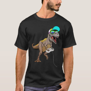 T Rex Dinos Gamer Dinosaurs die videogamer spelen T-shirt