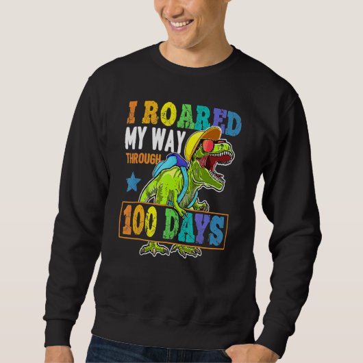 T Rex Dinosaur 100 Days Of School Boys Kids 100th  Trui (Voorkant)