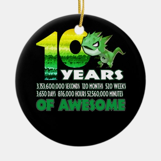 T-rex Dinosaur 10e Geweldige 10-jarige verjaardag Keramisch Ornament (Voorkant)