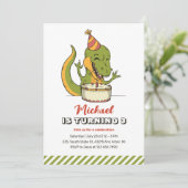 T-Rex Dinosaur 1 jaar Cake Kids Birthday Kaart (Staand voorkant)