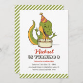T-Rex Dinosaur 1 jaar Cake Kids Birthday Kaart (Voorkant / Achterkant)