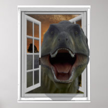 T-Rex Dinosaur 3D Afbeelding Effect Fake Window