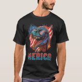 T Rex Dinosaur 4th of July American Flag USA Ameri T-shirt (Voorkant)
