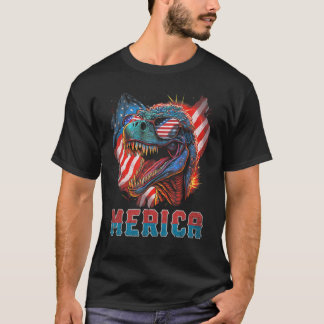 T Rex Dinosaur 4th of July American Flag USA Ameri T-shirt