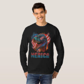 T Rex Dinosaur 4th of July American Flag USA Ameri T-shirt (Voorkant volledig)