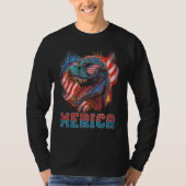 T Rex Dinosaur 4th of July American Flag USA Ameri T-shirt (Voorkant)