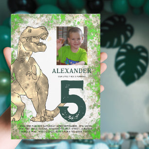 T-Rex Dinosaur 5e Verjaardagsfeestje Uitnodiging Briefkaart