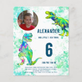 T-Rex Dinosaur 6e Verjaardagsfeest Foto Budget (Voorkant)
