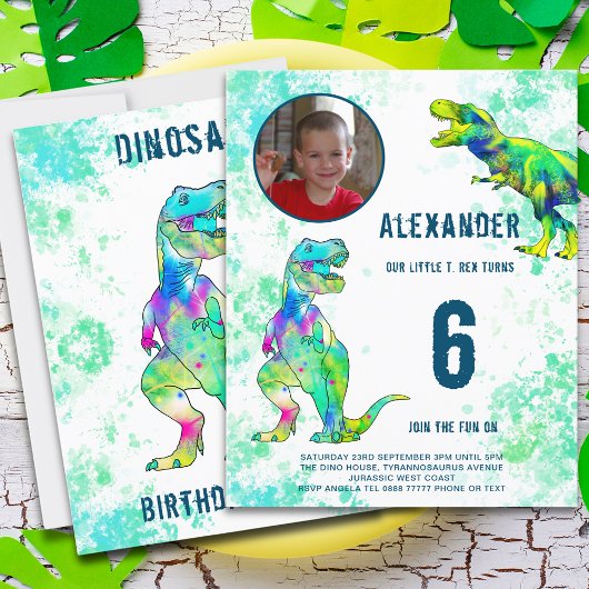 T-Rex Dinosaur 6e Verjaardagsfeest Foto Budget