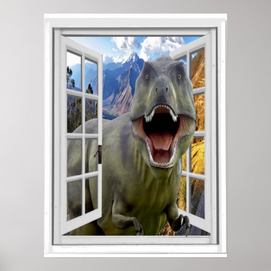 T-Rex Dinosaur-Afbeelding-foutvenster Poster (Voorkant)