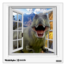 T-Rex Dinosaur Afbeelding Mural Fake Window