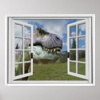 T-Rex Dinosaur Afbeelding View Nep Raam