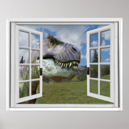 T-Rex Dinosaur Afbeelding View Nep Raam Poster