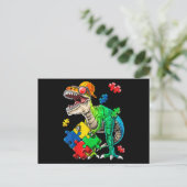 T Rex Dinosaur Autism Awareness Puzzle Piece for Briefkaart (Staand voorkant)