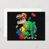 T Rex Dinosaur Autism Awareness Puzzle Piece for Briefkaart (Voorkant / Achterkant)