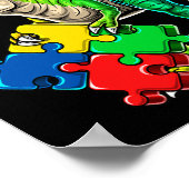 T Rex Dinosaur Autism Awareness Puzzle Piece Gift Poster (Hoek)
