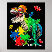 T Rex Dinosaur Autism Awareness Puzzle Piece Gift Poster (Voorkant)