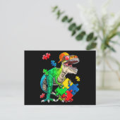 T Rex Dinosaur Autism Awareness Puzzle Piece Gifte Briefkaart (Staand voorkant)