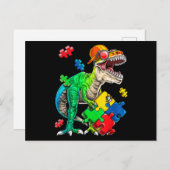 T Rex Dinosaur Autism Awareness Puzzle Piece Gifte Briefkaart (Voorkant / Achterkant)