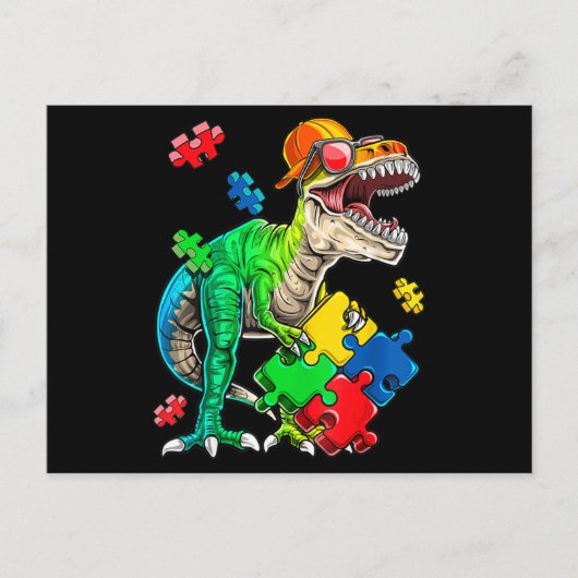 T Rex Dinosaur Autism Awareness Puzzle Piece Gifte Briefkaart (Voorkant)