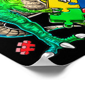 T Rex Dinosaur Autism Awareness Puzzle Piece Gifte Poster (Hoek)