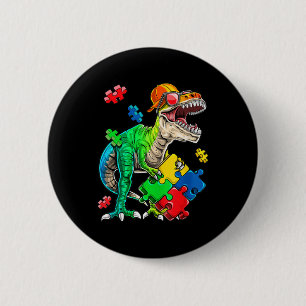 T Rex Dinosaur Autism Awareness Puzzle Piece Gifte Ronde Button 5,7 Cm