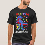 T Rex Dinosaur Autism Awareness Puzzle Piece Kinde T-shirt (Voorkant)