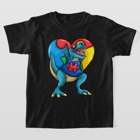 T Rex Dinosaur Autism Boys Girls Kinder T-shirt (Laagn)