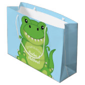 T-Rex Dinosaur Baby shower Blue Groot Cadeauzakje (Achterkant Gekanteld)