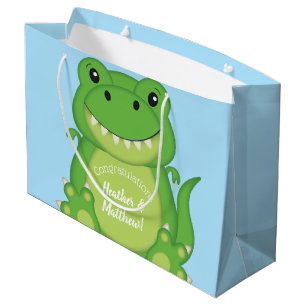T-Rex Dinosaur Baby shower Blue Groot Cadeauzakje
