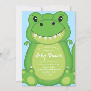 T-Rex Dinosaur Baby shower Blue Kaart