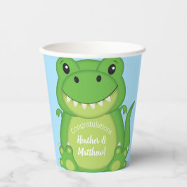 T-Rex Dinosaur Baby shower Blue Papieren Bekers