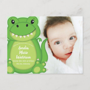 T-Rex Dinosaur Baby shower Green Briefkaart